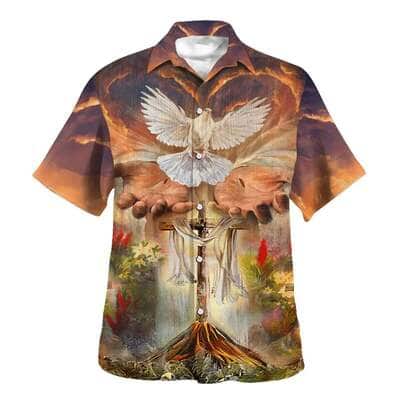 Hand Of God Holy Dove Cross Christian Summer Hawaiian Shirt
