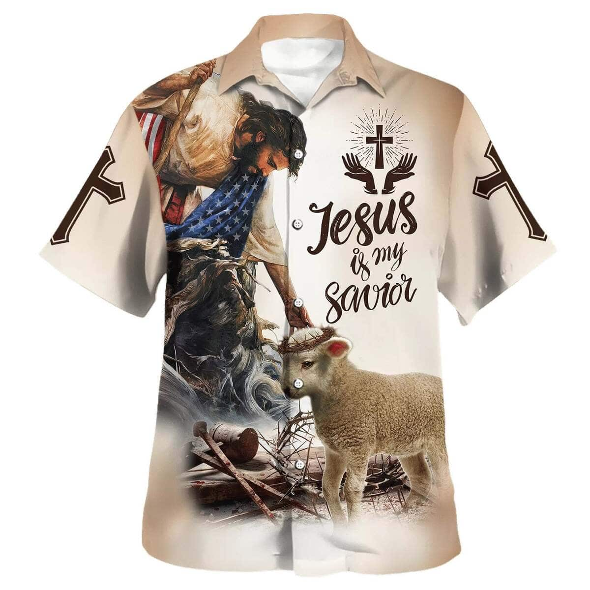 God Lamb Crown Of Thorn Jesus Is My Savior Christian Summer Hawaiian Shirt