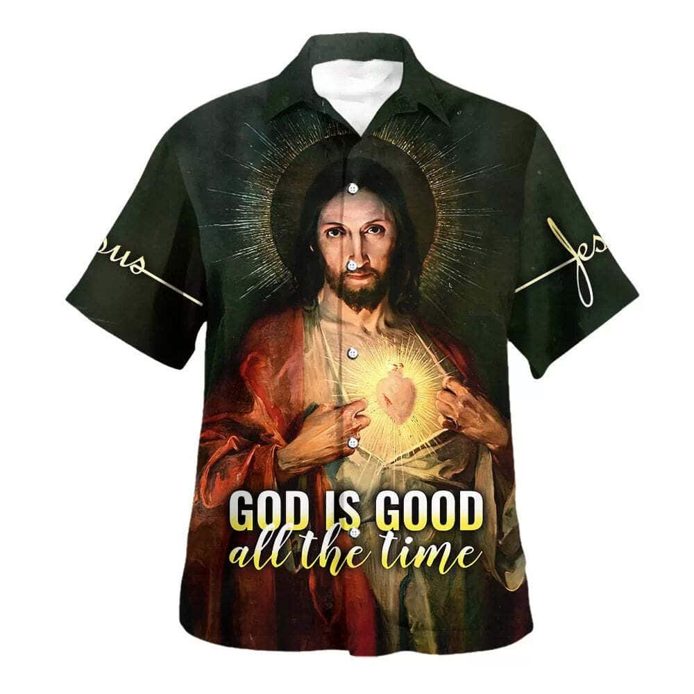 God Is Good All The Time Sacred Heart Christian Summer Hawaiian Shirt