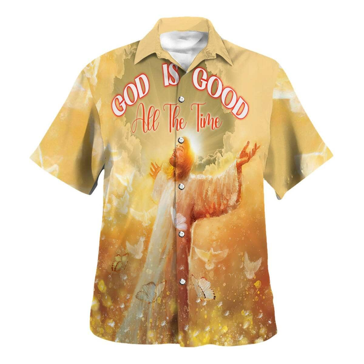 God Is Good All The Time Jesus Christ Open Arms Christian Summer Hawaiian Shirt