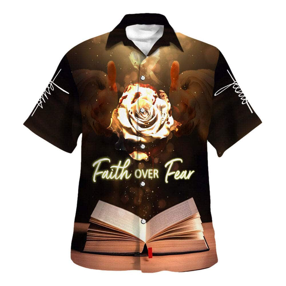 Bible Verse Jesus Faith Over Fear Christian Summer Hawaiian Shirt