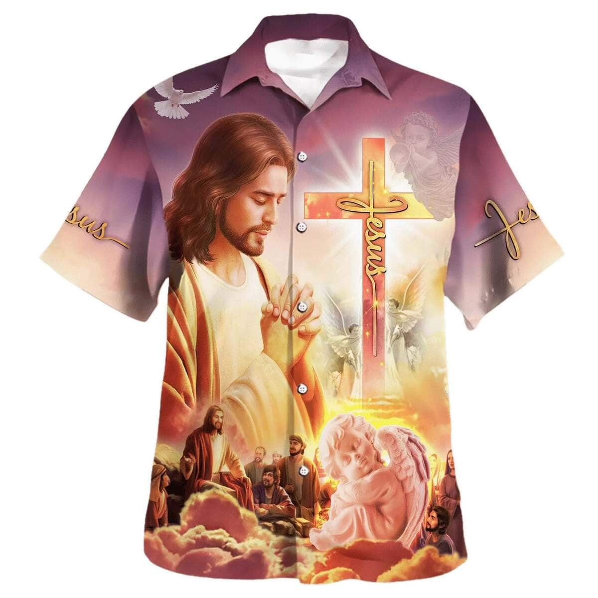 Christ With His Disciples Jesus Pray Christian Summer Hawaiian Shirt