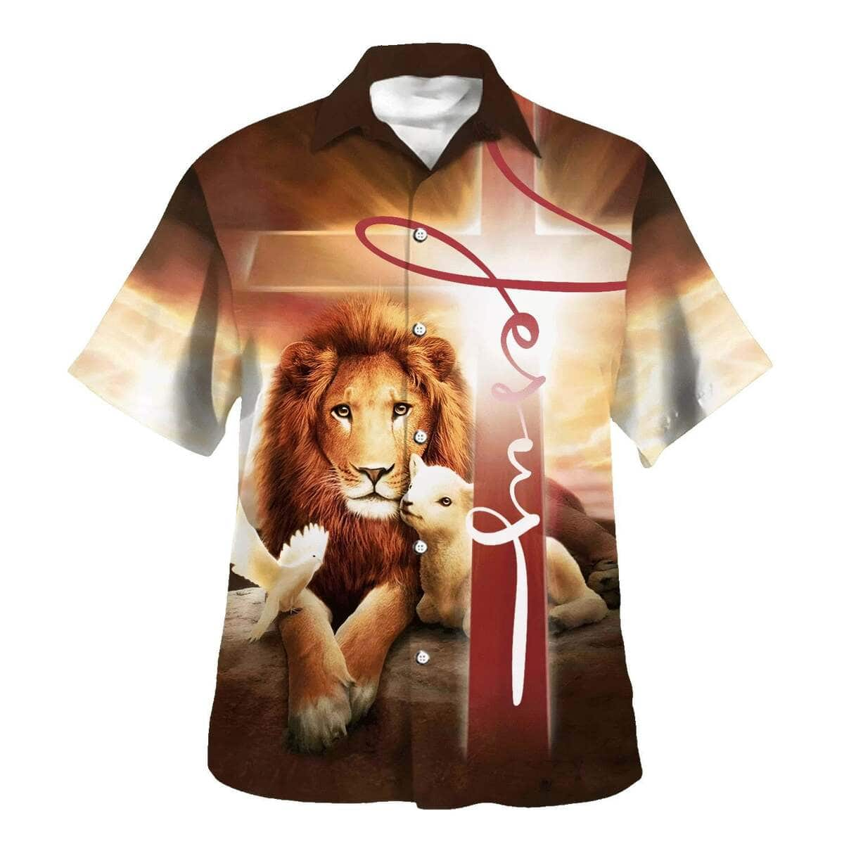 The King Lion Lamb And Dove Christian Summer Hawaiian Shirt