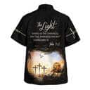 The Light Shines In The Darkness Lion Cross Christian Hawaiian Shirt Summer