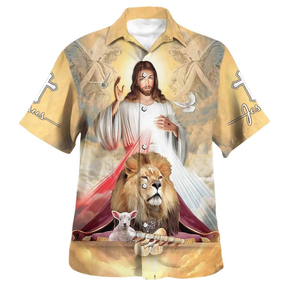 Jesus The Lion And The Lamb Christian Summer Hawaiian Shirt Jesus The Lion And The Lamb Christian Summer Hawaiian Shirt