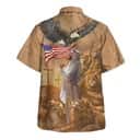 US Flag Jesus Pray Lion Cross Christian 4th Of July Hawaiian Shirt