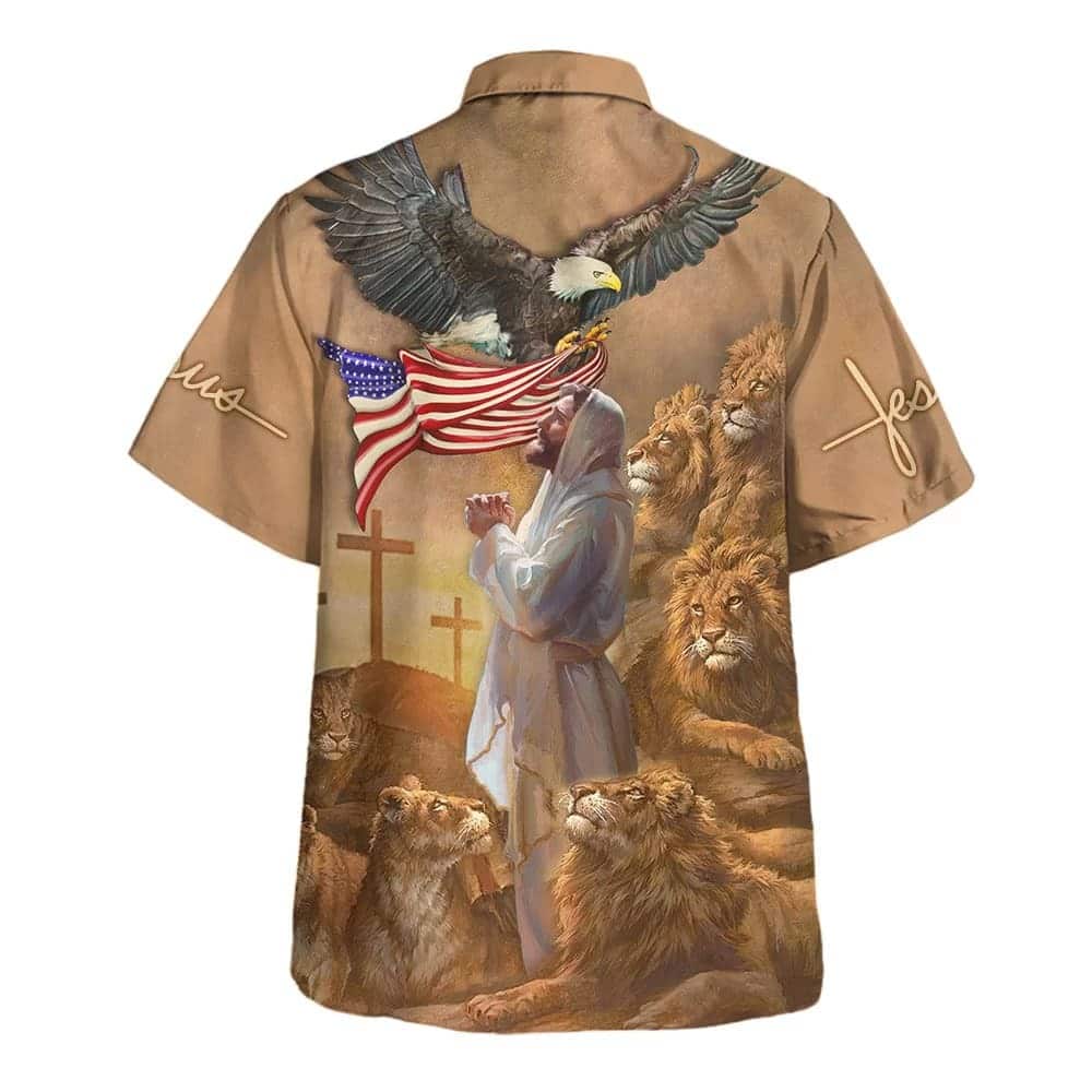 US Flag Jesus Pray Lion Cross Christian 4th Of July Hawaiian Shirt US Flag Jesus Pray Lion Cross Christian 4th Of July Hawaiian Shirt