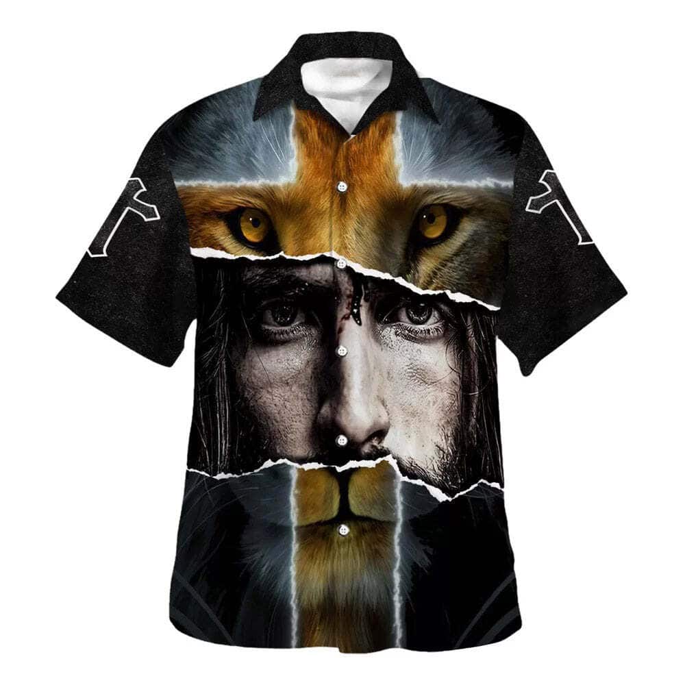 Jesus Lion Cross Christian Hawaiian Shirt Faith Gift For Friend Jesus Lion Cross Christian Hawaiian Shirt Faith Gift For Friend