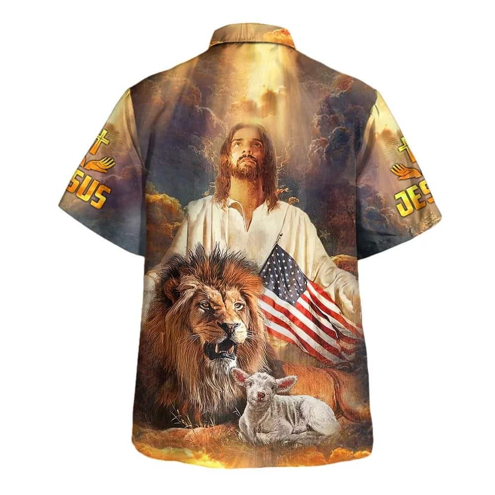 4th Of July Jesus Lion And The Lamb Christian Hawaiian Shirt US Flag 4th Of July Jesus Lion And The Lamb Christian Hawaiian Shirt US Flag