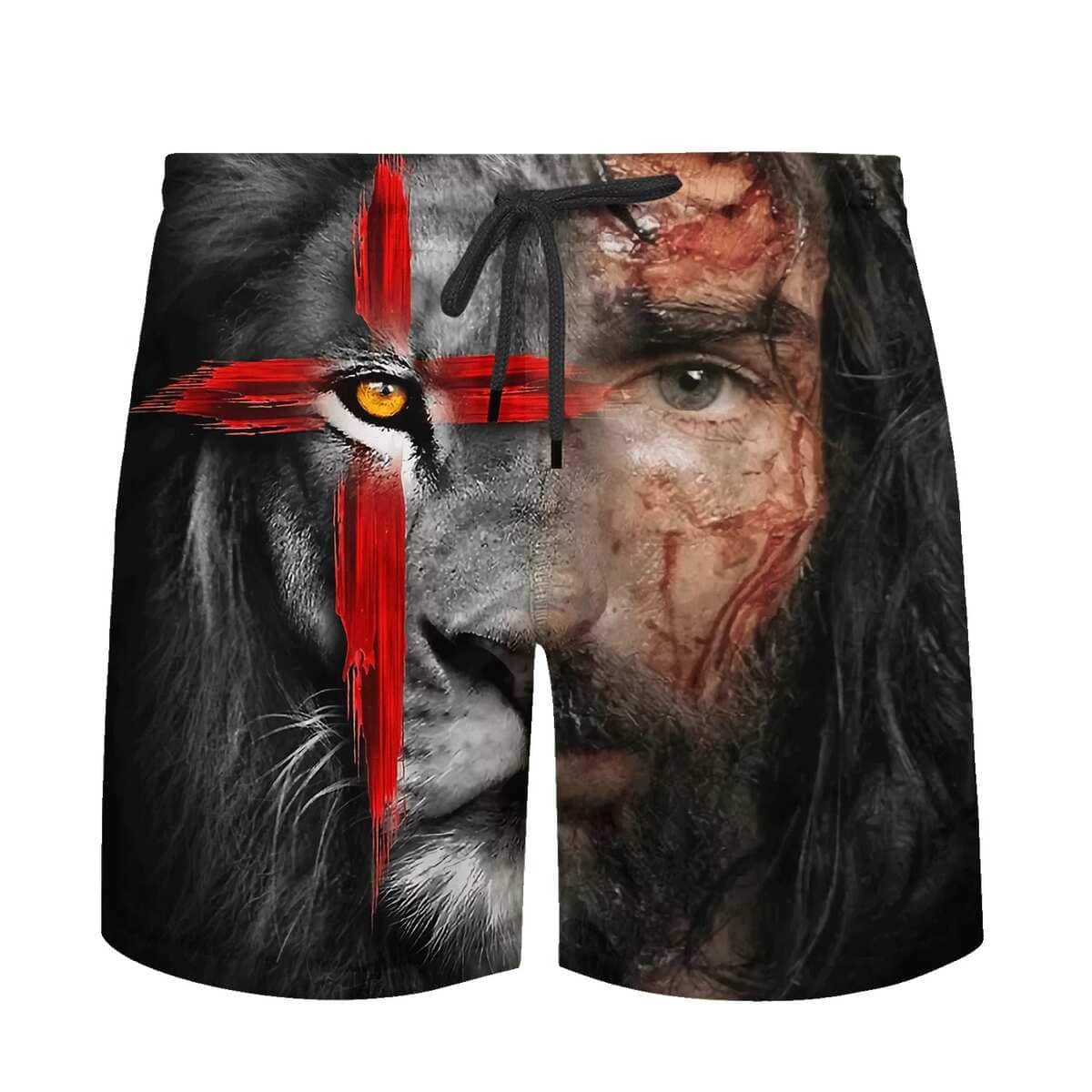 Jesus And Lion King Christian Cross Hawaiian Shirt Jesus And Lion King Christian Cross Hawaiian Shirt