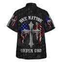 One Nation Under God American Flag With Cross Wings Christian Hawaiian Shirt