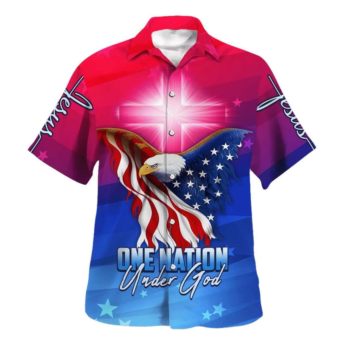 One Nation Under God American Eagle Christian Hawaiian Shirt US Flag 4th Of July One Nation Under God American Eagle Christian Hawaiian Shirt US Flag 4th Of July