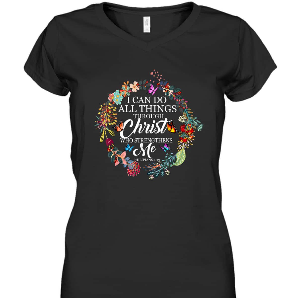 I Can Do All Things Through Christ Butterfly Bible Verse Christian Religious T-Shirt