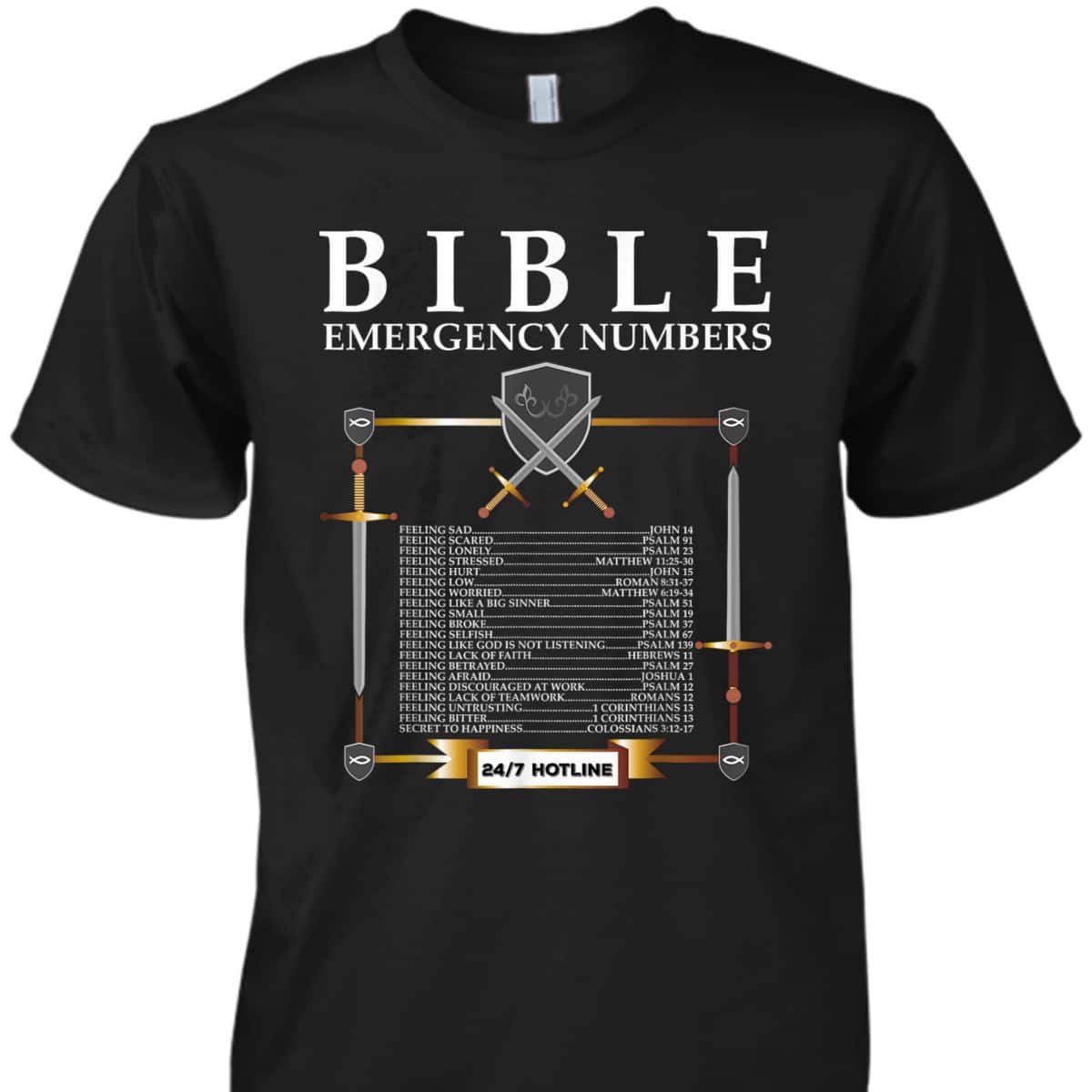 Bible Emergency Numbers Hotline Cool Christian Bible Verse T-Shirt Bible Emergency Numbers Hotline Cool Christian Bible Verse T-Shirt