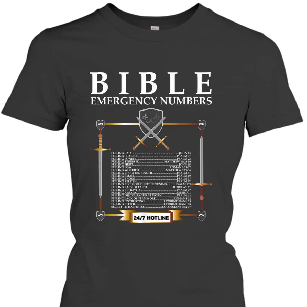 Bible Emergency Numbers Hotline Cool Christian Bible Verse T-Shirt Bible Emergency Numbers Hotline Cool Christian Bible Verse T-Shirt