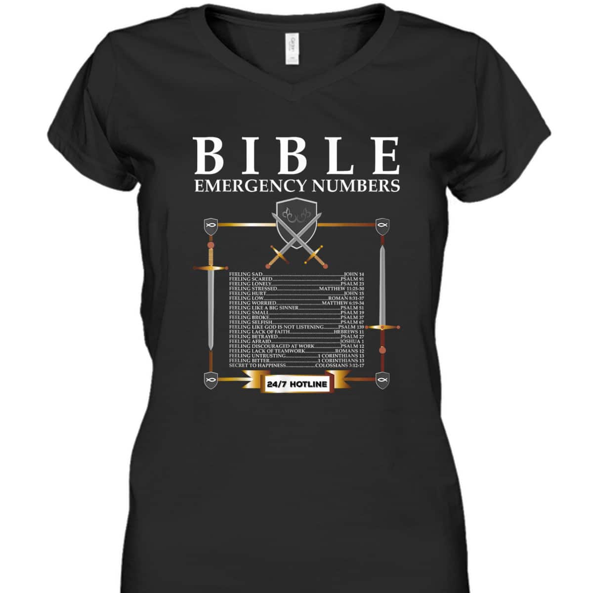 Bible Emergency Numbers Hotline Cool Christian Bible Verse T-Shirt