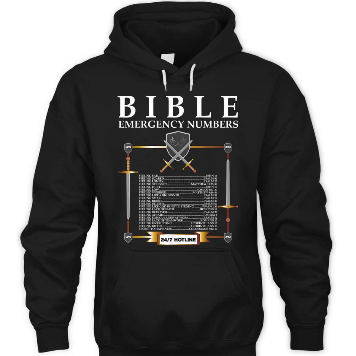 Bible Emergency Numbers Hotline Cool Christian Bible Verse T-Shirt