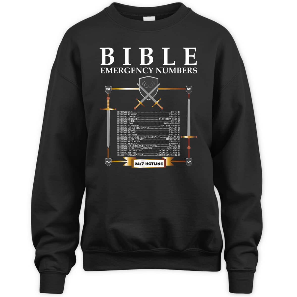 Bible Emergency Numbers Hotline Cool Christian Bible Verse T-Shirt