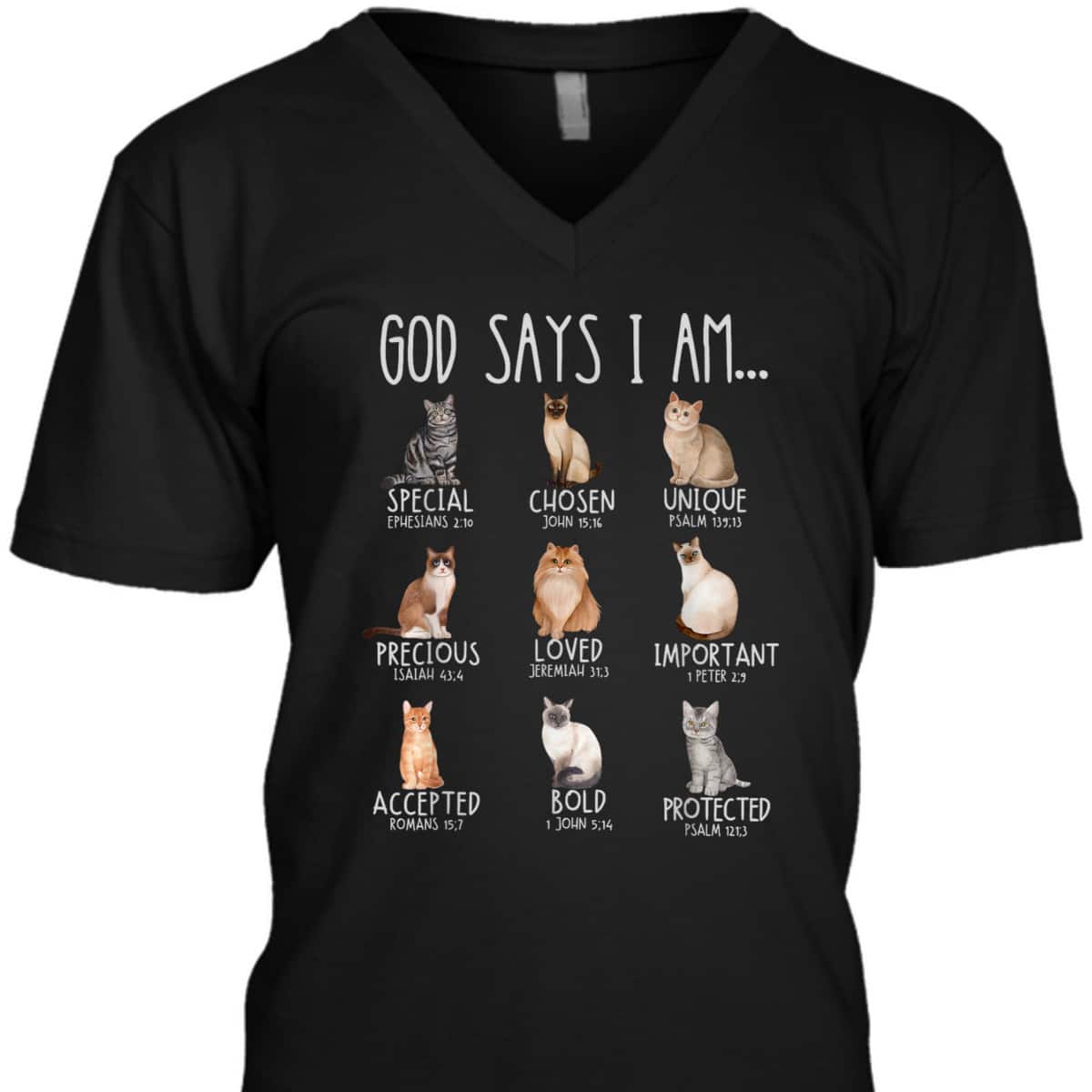 God Says I Am Cat Mom Dad Christian Jesus Bible Verse T-Shirt God Says I Am Cat Mom Dad Christian Jesus Bible Verse T-Shirt