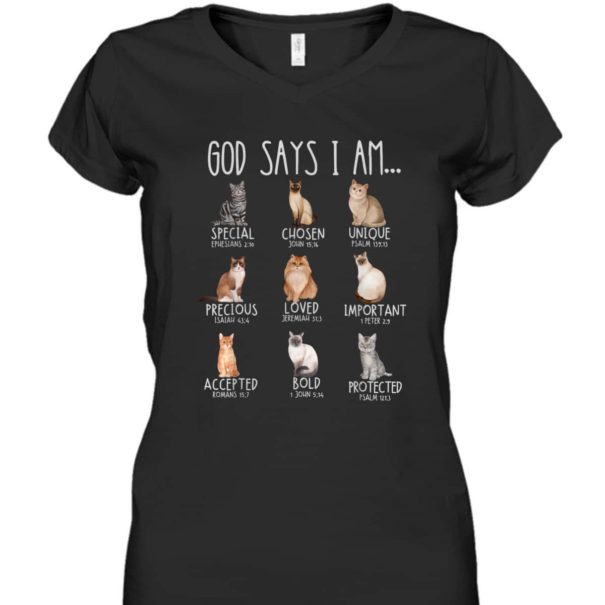 God Says I Am Cat Mom Dad Christian Jesus Bible Verse T-Shirt God Says I Am Cat Mom Dad Christian Jesus Bible Verse T-Shirt