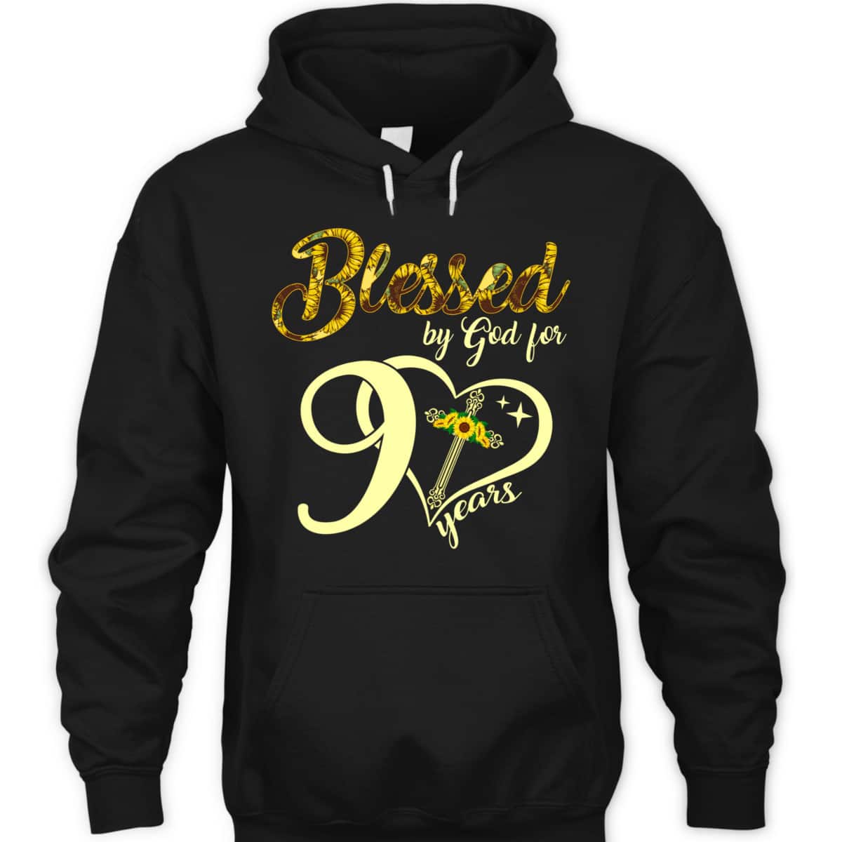Blessed By God For 90 Years Old Birthday Sunflower Christian Cross T-Shirt Blessed By God For 90 Years Old Birthday Sunflower Christian Cross T-Shirt
