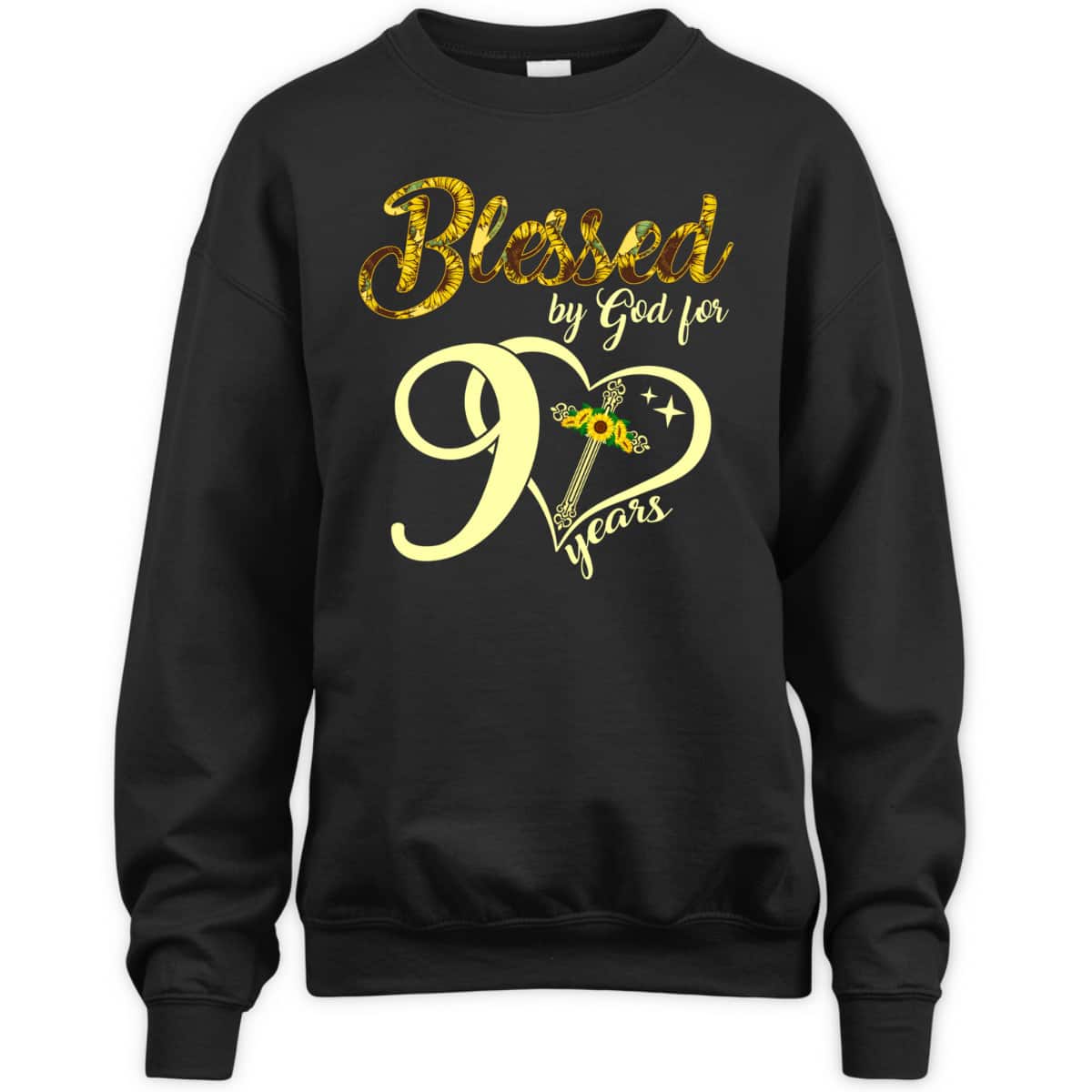 Blessed By God For 90 Years Old Birthday Sunflower Christian Cross T-Shirt Blessed By God For 90 Years Old Birthday Sunflower Christian Cross T-Shirt