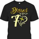 Blessed By God For 70 Years Old Sunflower Christian Cross T-Shirt