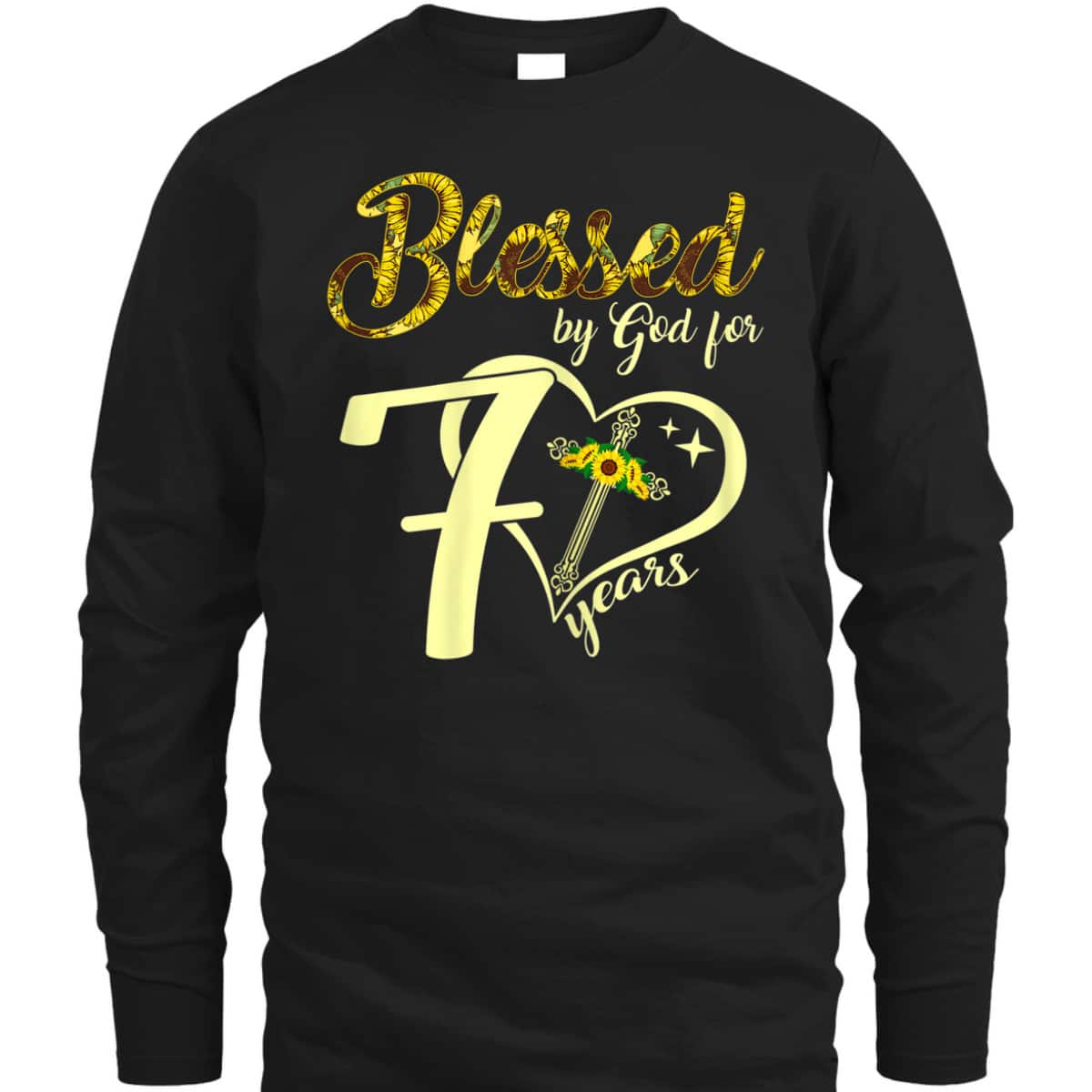 Blessed By God For 70 Years Old Sunflower Christian Cross T-Shirt Blessed By God For 70 Years Old Sunflower Christian Cross T-Shirt