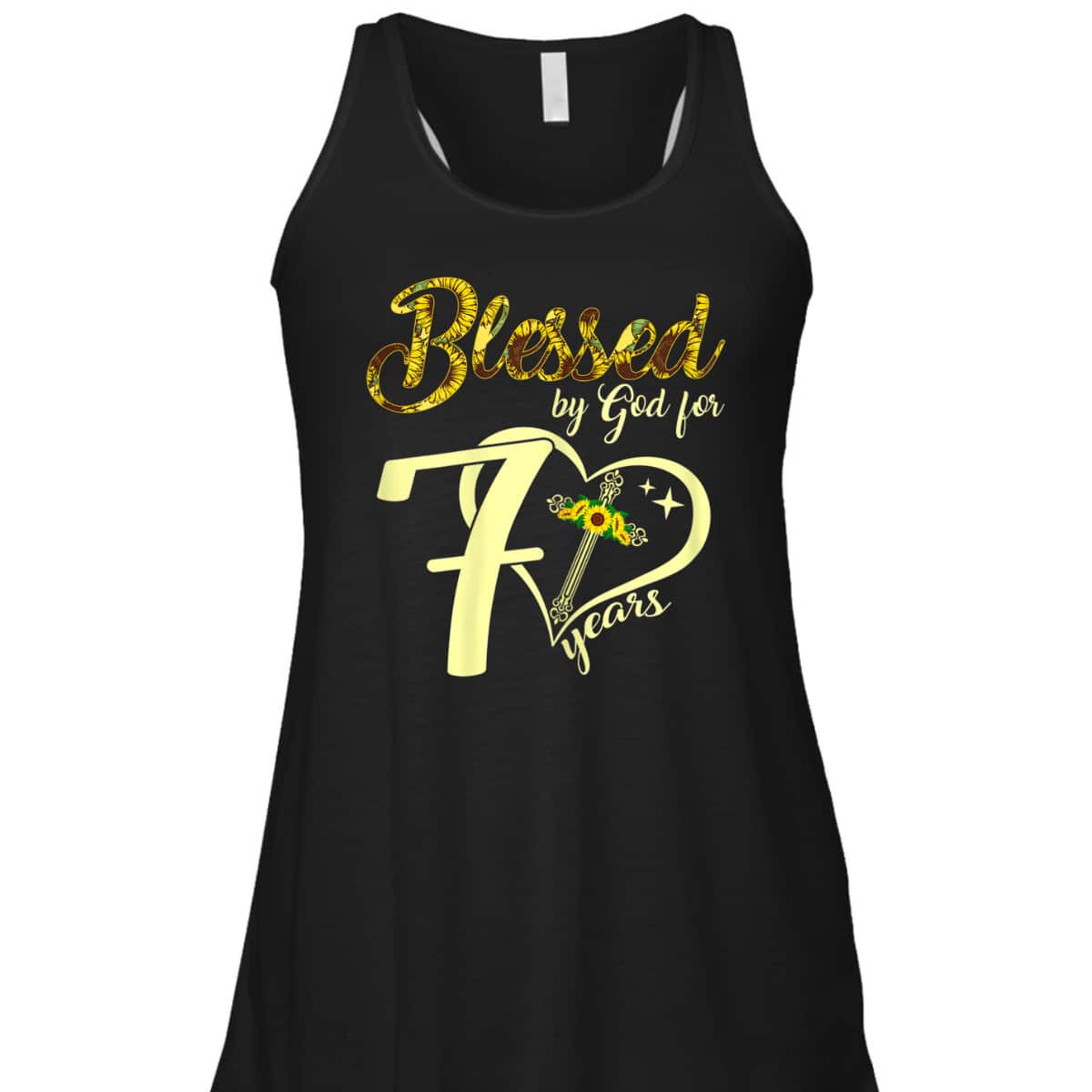 Blessed By God For 70 Years Old Sunflower Christian Cross T-Shirt Blessed By God For 70 Years Old Sunflower Christian Cross T-Shirt