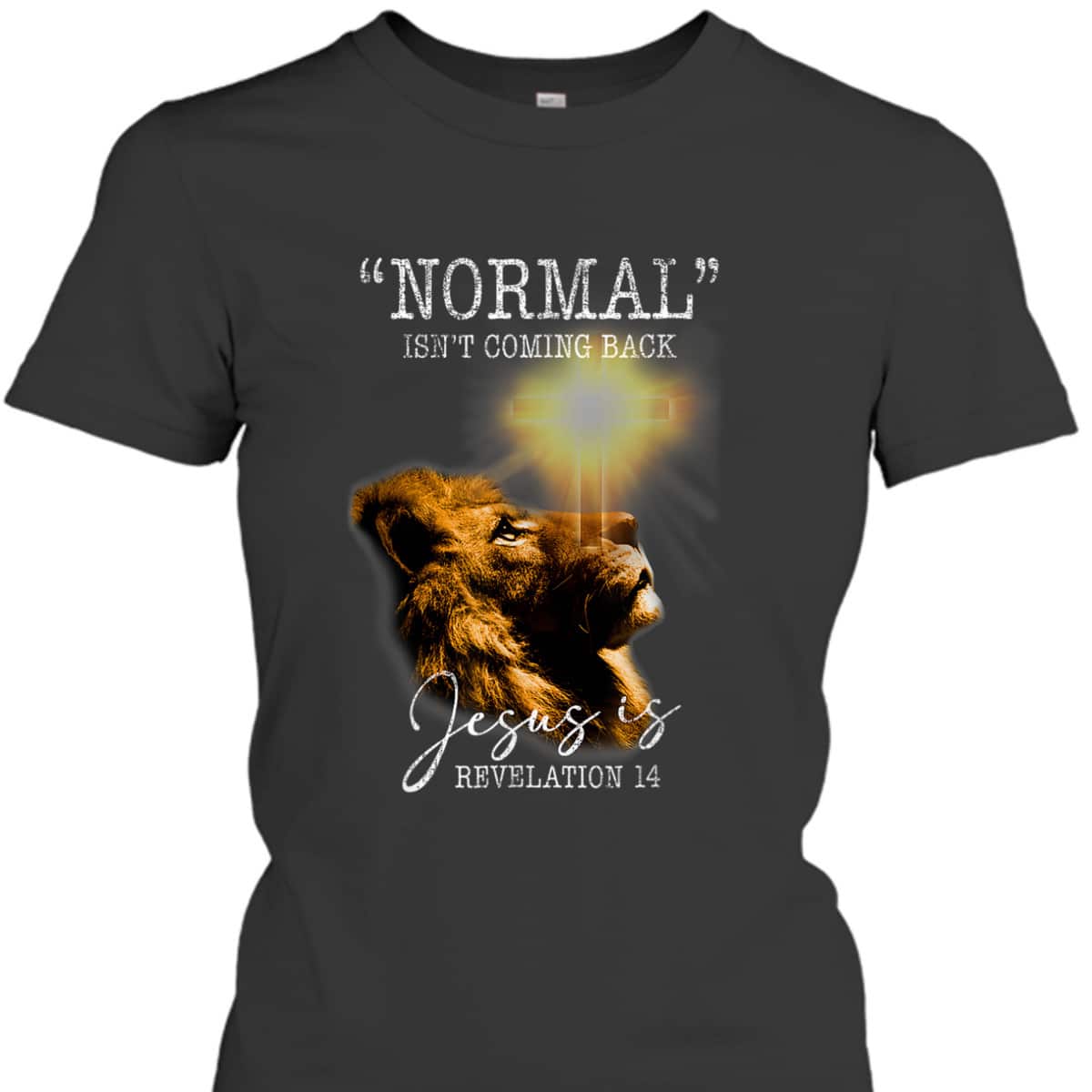Normal Isn't Coming Back But Jesus Is Lion Bible Verse Cross Christian T-Shirt Normal Isn't Coming Back But Jesus Is Lion Bible Verse Cross Christian T-Shirt