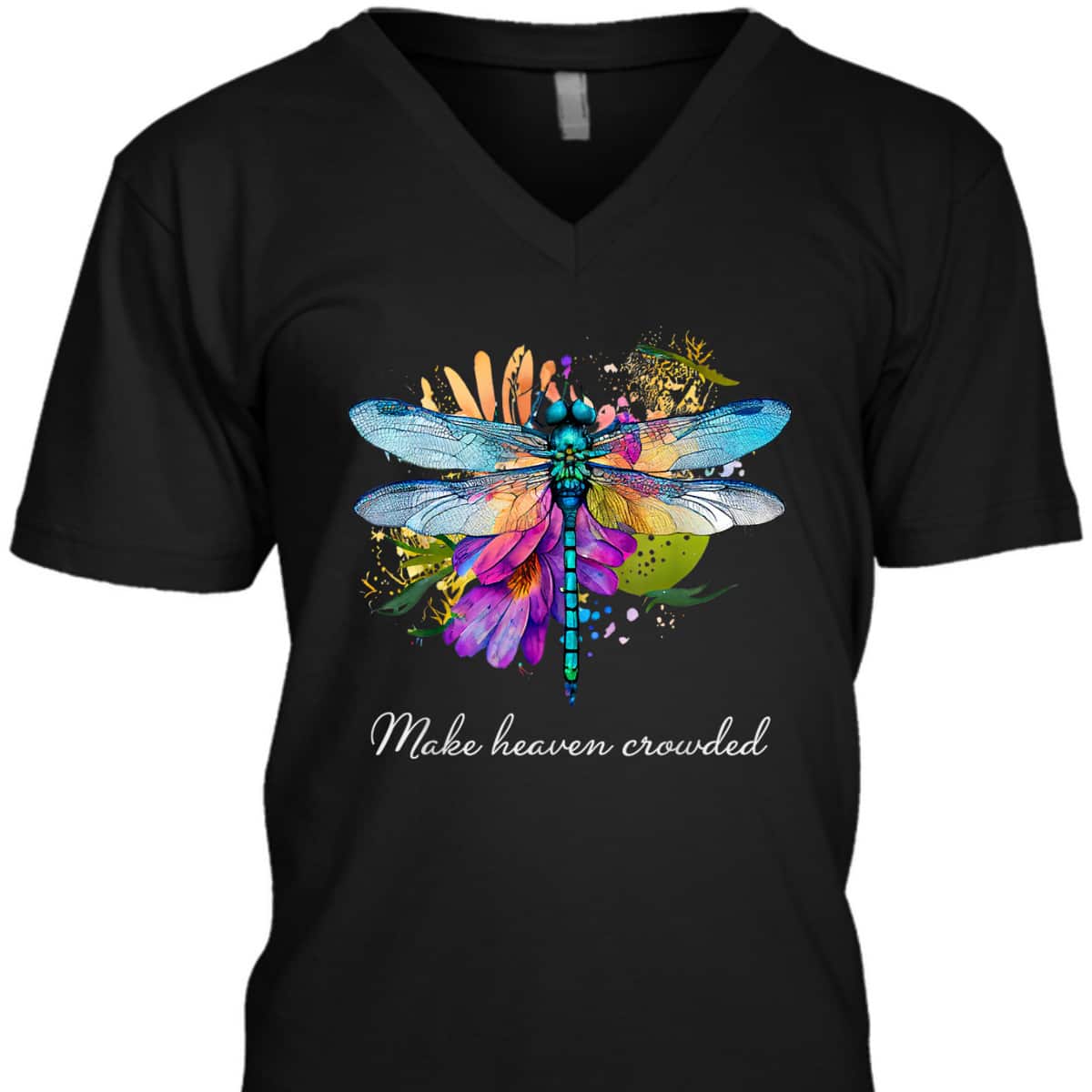Make Heaven Crowded Floral Dragonfly Christian Summer T-Shirt Make Heaven Crowded Floral Dragonfly Christian Summer T-Shirt