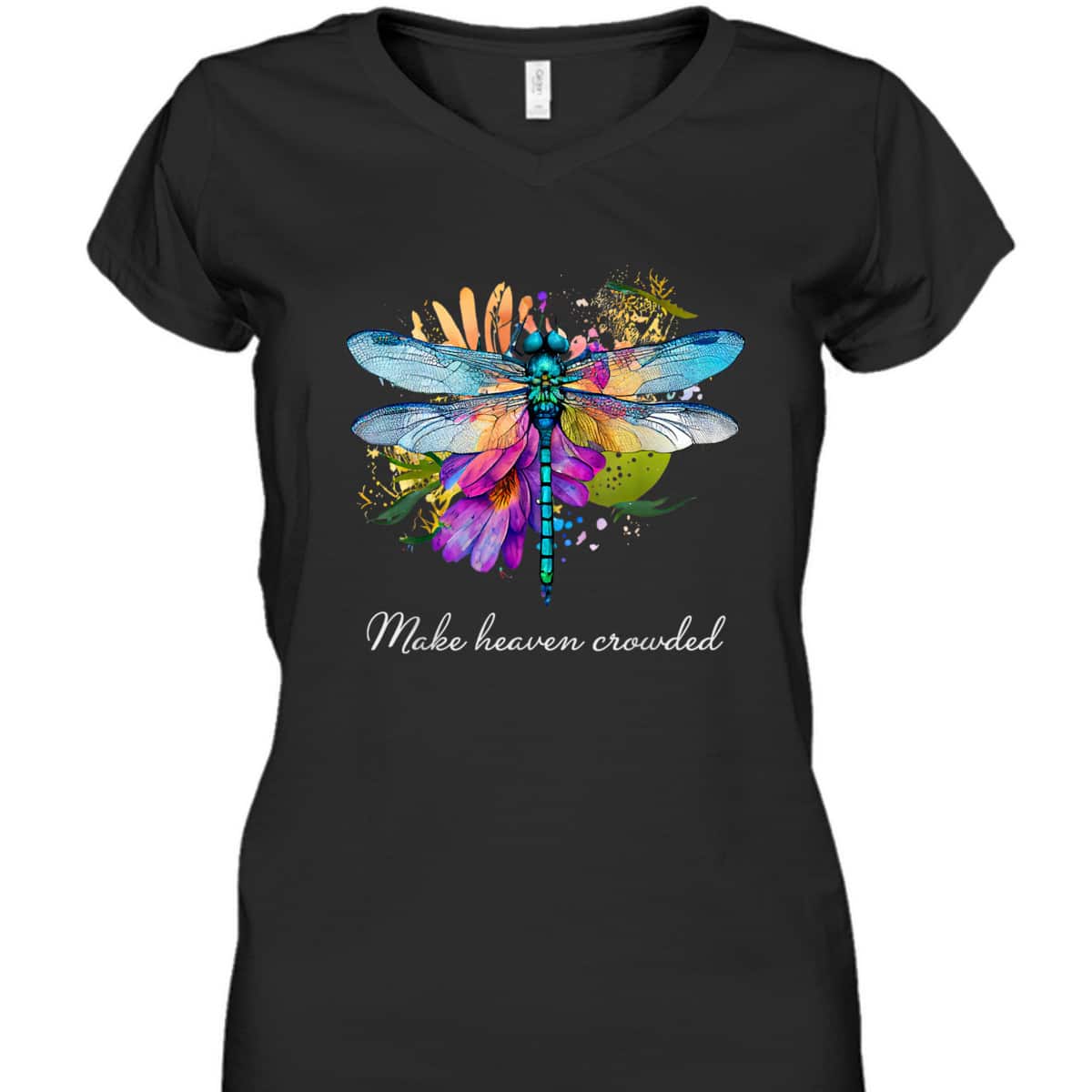 Make Heaven Crowded Floral Dragonfly Christian Summer T-Shirt Make Heaven Crowded Floral Dragonfly Christian Summer T-Shirt