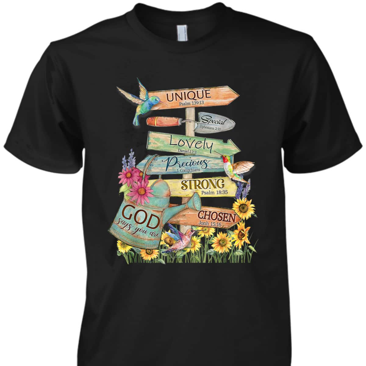 Jesus Garden Flower Hummingbird God Say You Are Bible Verse T-Shirt Jesus Garden Flower Hummingbird God Say You Are Bible Verse T-Shirt