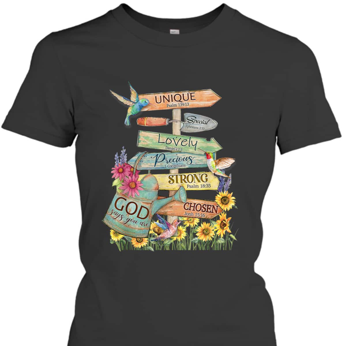 Jesus Garden Flower Hummingbird God Say You Are Bible Verse T-Shirt Jesus Garden Flower Hummingbird God Say You Are Bible Verse T-Shirt