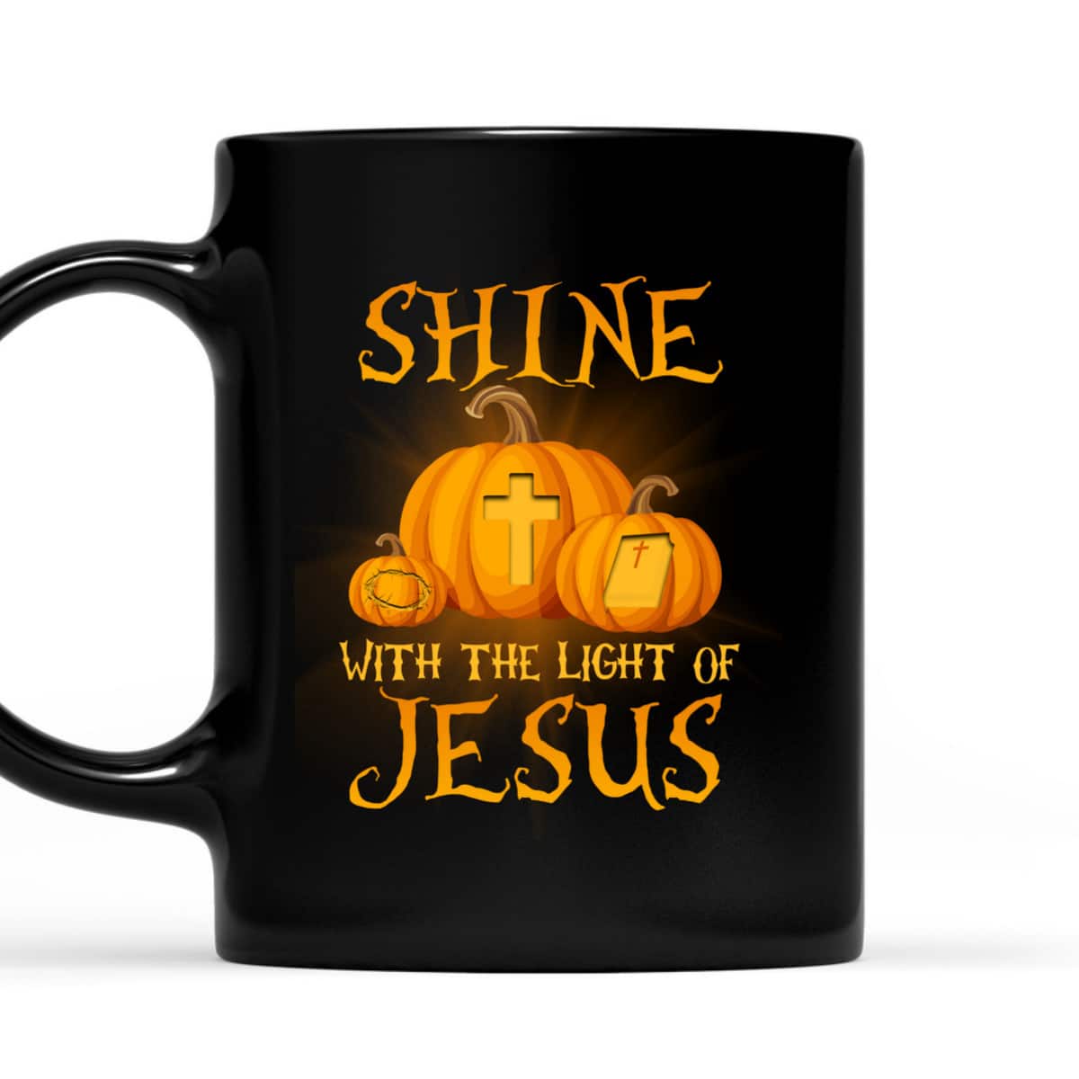 Shine With The Light Of Jesus Christian Halloween Pumpkin T-Shirt Shine With The Light Of Jesus Christian Halloween Pumpkin T-Shirt