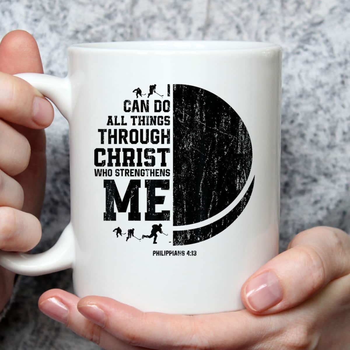 I Can Do All Things Through Christ Who Strengthens Me Bible Verse Religious Christian Ice Hockey T-Shirt