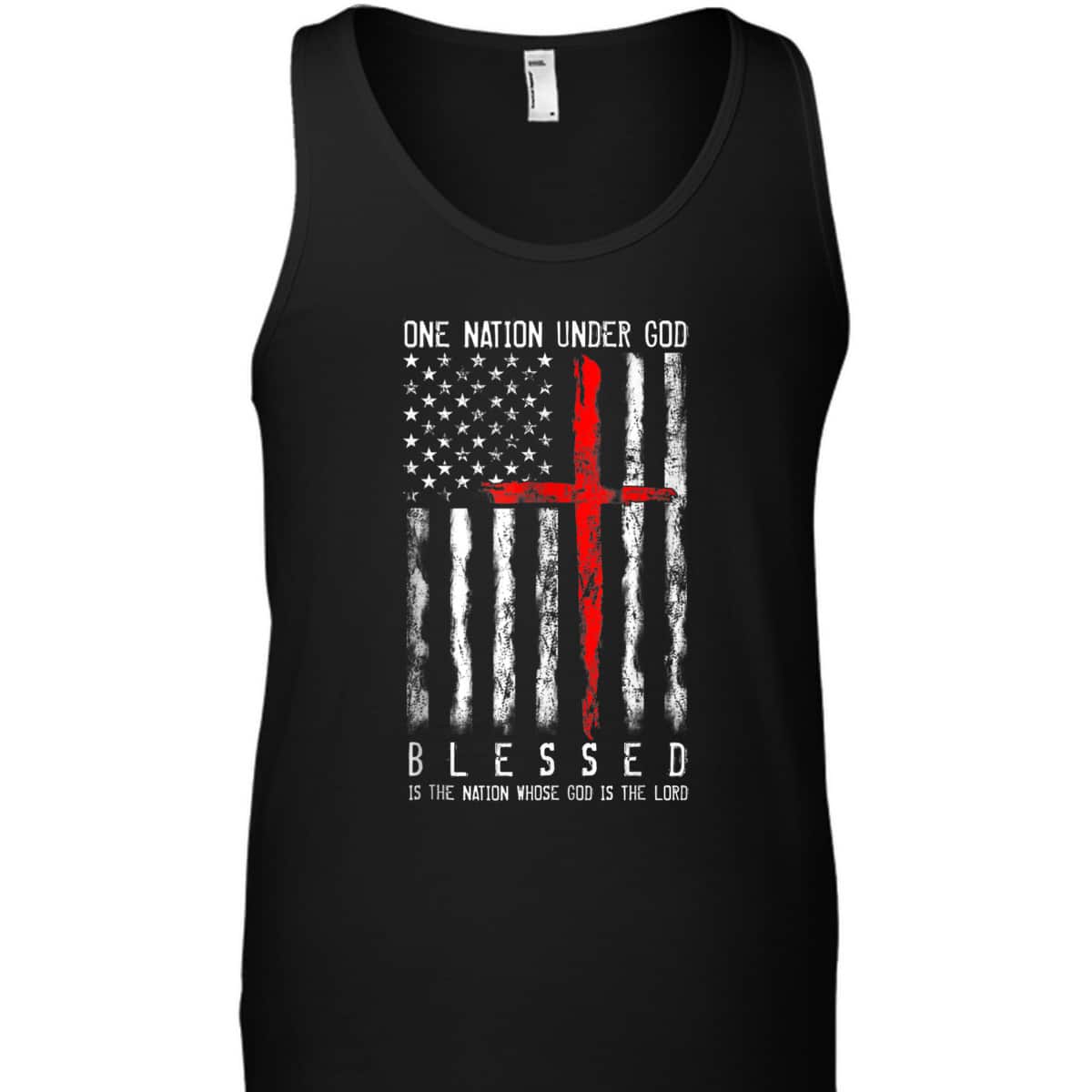 Patriotic Christian Blessed One Nation Under God 4th Of July US Flag T-Shirt Patriotic Christian Blessed One Nation Under God 4th Of July US Flag T-Shirt