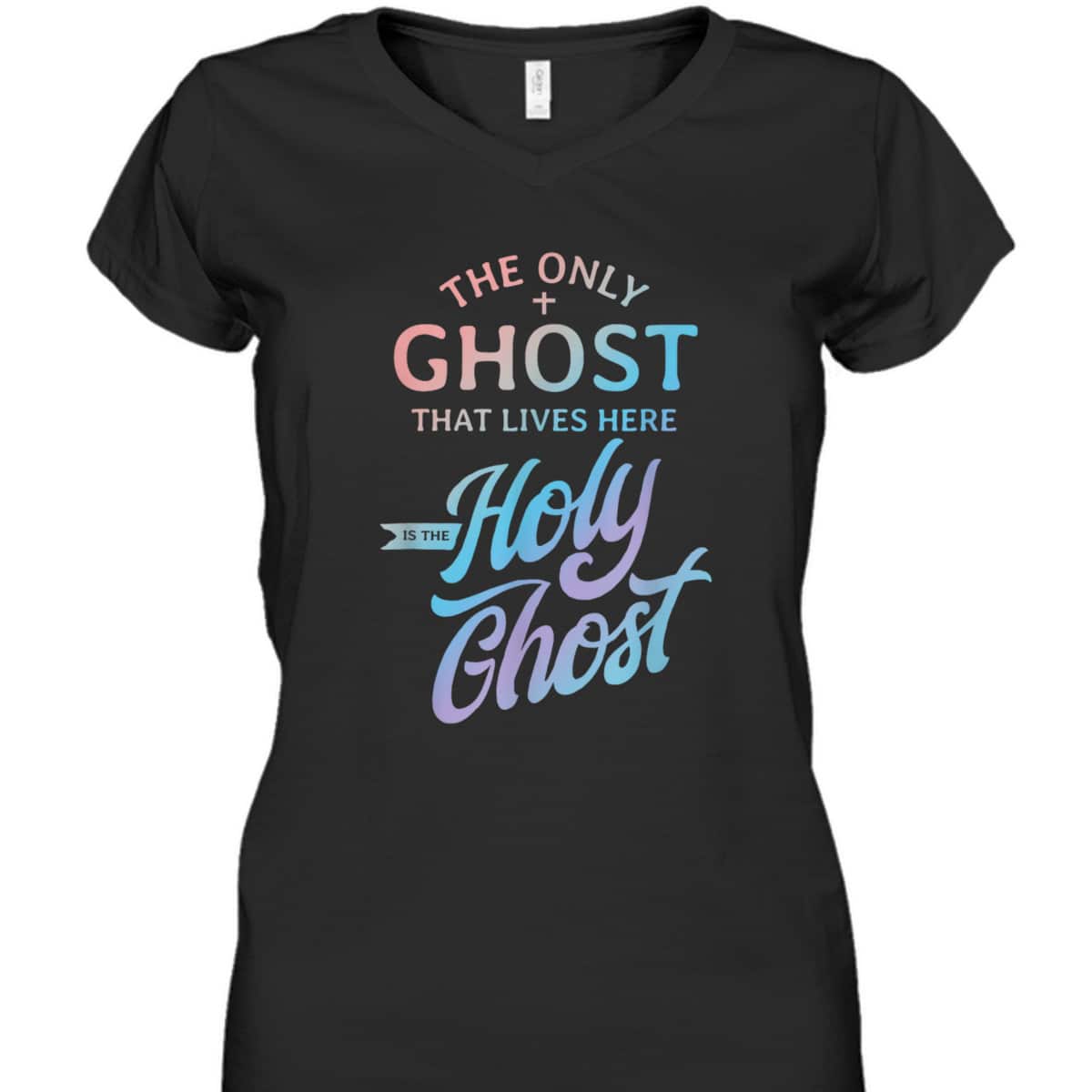 The Only Ghost That Lives Here Is The Holy Ghost Christian Halloween T-Shirt