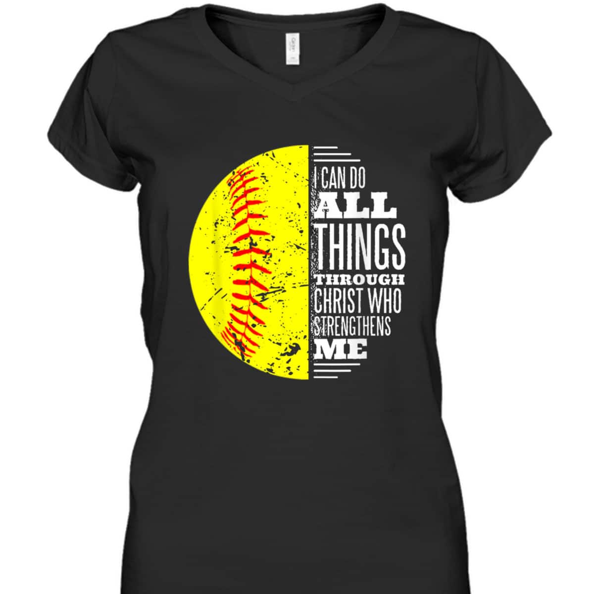 Christian Softball I Can Do All Things Through Christ Bible Verse T-Shirt Christian Softball I Can Do All Things Through Christ Bible Verse T-Shirt