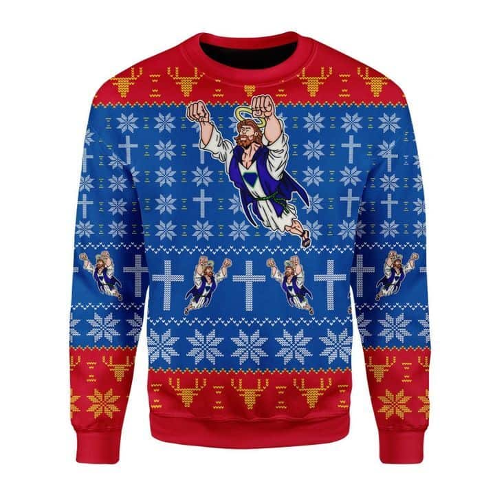 Super Jesus Ugly Christmas Ugly Christmas Sweater God Gifts Idea Super Jesus Ugly Christmas Ugly Christmas Sweater God Gifts Idea