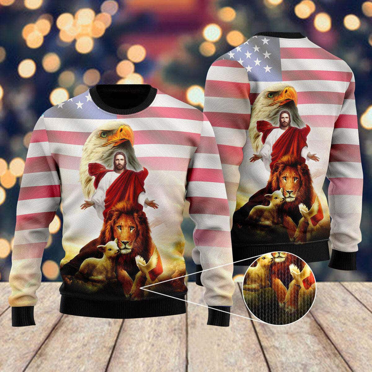 Jesus And Lion Ugly Christmas Ugly Christmas Sweater God Gifts Idea Jesus And Lion Ugly Christmas Ugly Christmas Sweater God Gifts Idea