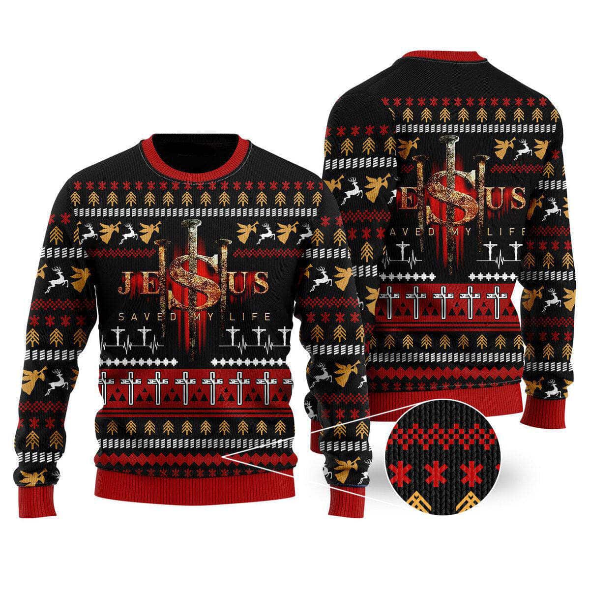 Jesus Saved My Life Ugly Christmas Ugly Christmas Sweater Christian Religious Gift Jesus Saved My Life Ugly Christmas Ugly Christmas Sweater Christian Religious Gift