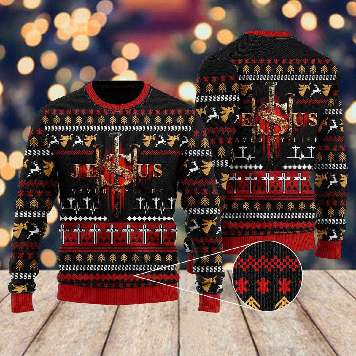 Jesus Saved My Life Ugly Christmas Ugly Christmas Sweater Christian Religious Gift Jesus Saved My Life Ugly Christmas Ugly Christmas Sweater Christian Religious Gift