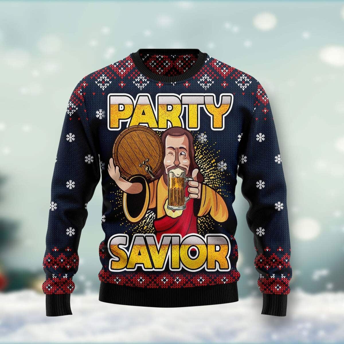 Jesus Party Savior Ugly Christmas Ugly Christmas Sweater Christian Religious Gift Jesus Party Savior Ugly Christmas Ugly Christmas Sweater Christian Religious Gift