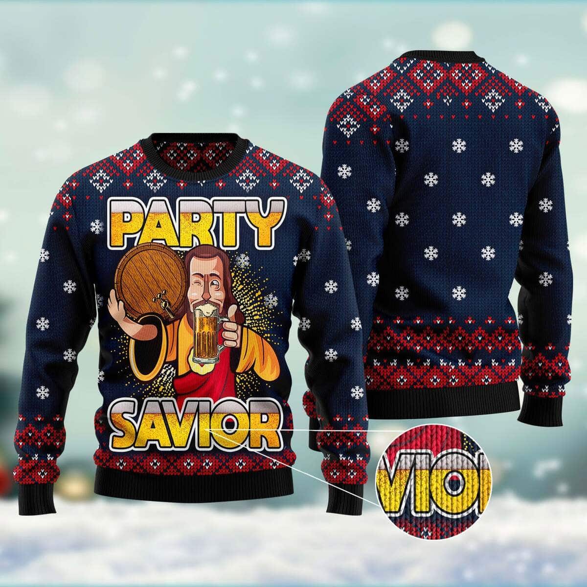 Jesus Party Savior Ugly Christmas Ugly Christmas Sweater Christian Religious Gift Jesus Party Savior Ugly Christmas Ugly Christmas Sweater Christian Religious Gift