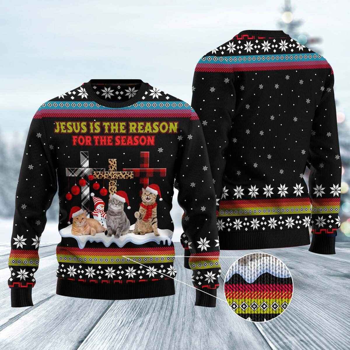 Jesus Is The Reason For The Season Cat Lover Ugly Christmas Ugly Christmas Sweater Christian Religious Gift Jesus Is The Reason For The Season Cat Lover Ugly Christmas Ugly Christmas Sweater Christian Religious Gift