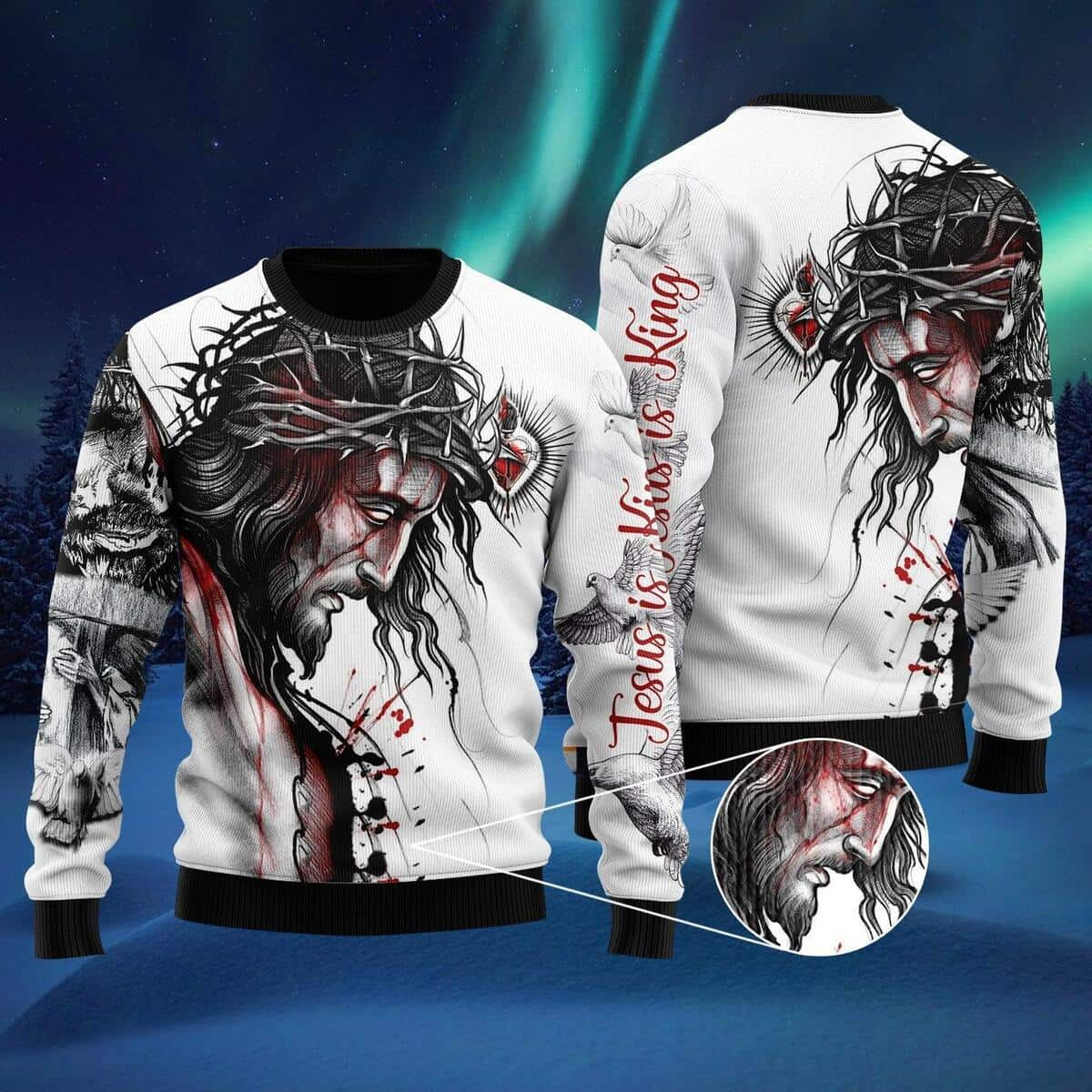 Jesus Is King Ugly Christmas Ugly Christmas Sweater Christian Religious Gift