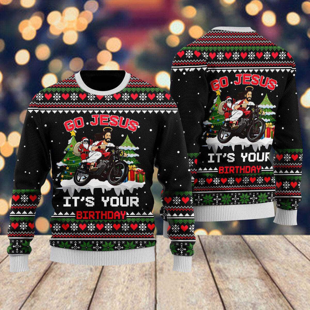Santa Jesus Ride Motobike Biker Ugly Christmas Ugly Christmas Sweater God Gifts Idea Santa Jesus Ride Motobike Biker Ugly Christmas Ugly Christmas Sweater God Gifts Idea