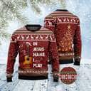 In Jesus Name I Play Guitar Ugly Christmas Ugly Christmas Sweater Christian Religious Gift