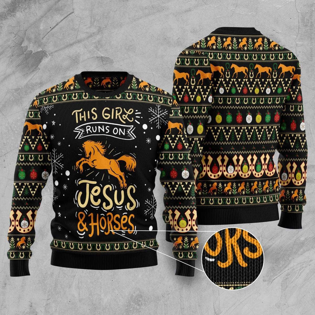 Girls Run On Jesus And Horses Ugly Christmas Ugly Christmas Sweater Christian Religious Gift Girls Run On Jesus And Horses Ugly Christmas Ugly Christmas Sweater Christian Religious Gift